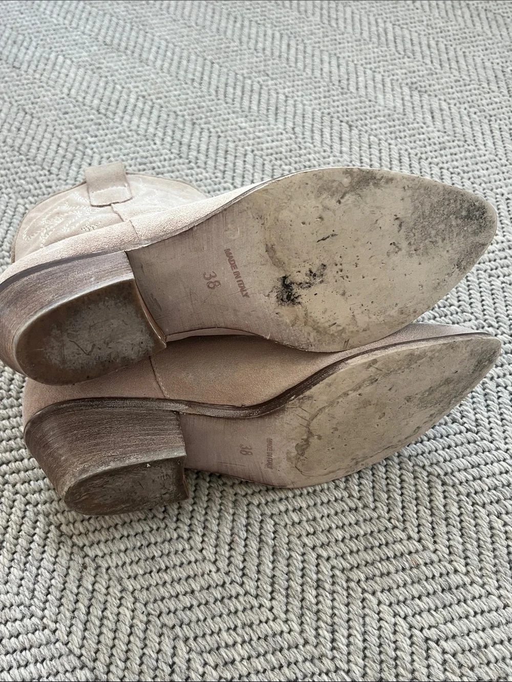 Ovyé by Cristina Lucchi sand suede texan ankle boots.